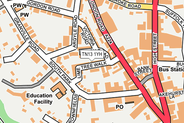 TN13 1YH map - OS OpenMap – Local (Ordnance Survey)