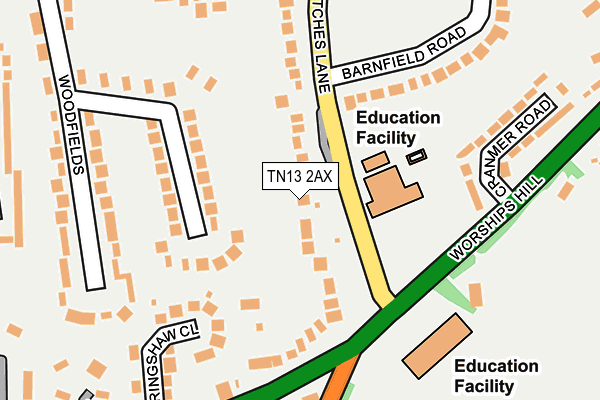 TN13 2AX map - OS OpenMap – Local (Ordnance Survey)