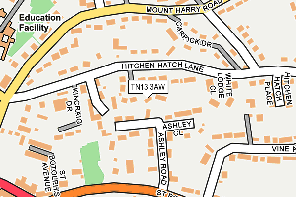 TN13 3AW map - OS OpenMap – Local (Ordnance Survey)