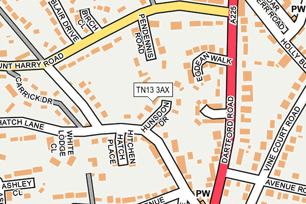 TN13 3AX map - OS OpenMap – Local (Ordnance Survey)