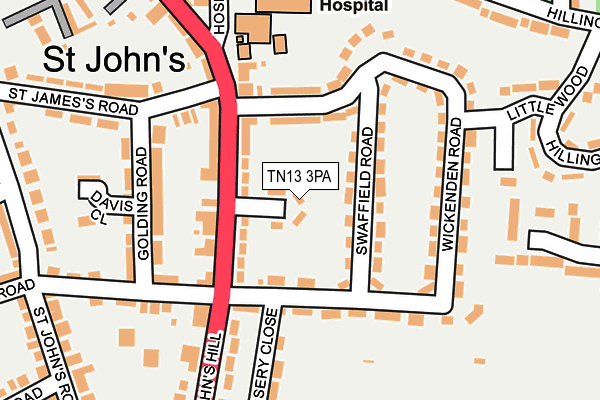 TN13 3PA map - OS OpenMap – Local (Ordnance Survey)
