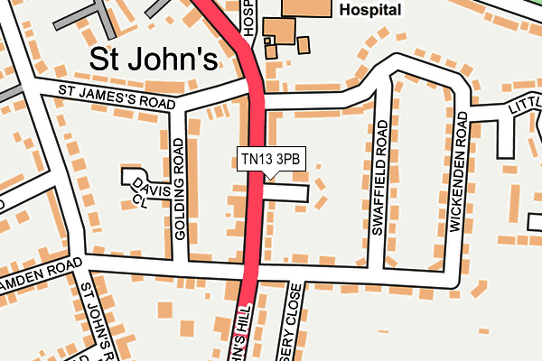 TN13 3PB map - OS OpenMap – Local (Ordnance Survey)