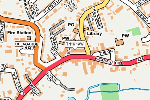 TN16 1AW map - OS OpenMap – Local (Ordnance Survey)