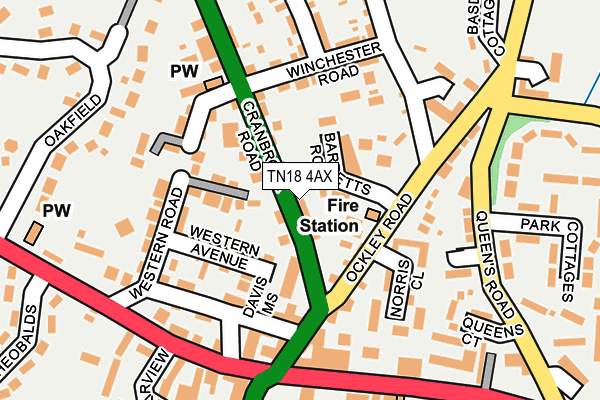 TN18 4AX map - OS OpenMap – Local (Ordnance Survey)
