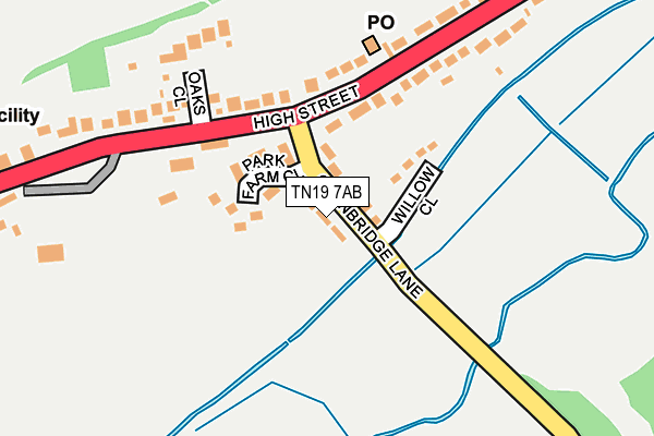 TN19 7AB map - OS OpenMap – Local (Ordnance Survey)
