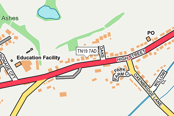 TN19 7AD map - OS OpenMap – Local (Ordnance Survey)
