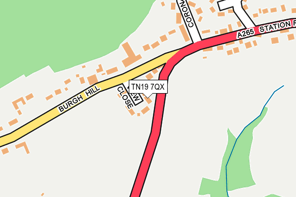 TN19 7QX map - OS OpenMap – Local (Ordnance Survey)