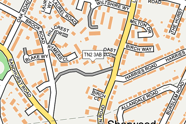 TN2 3AB map - OS OpenMap – Local (Ordnance Survey)