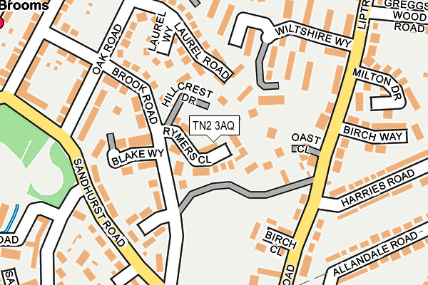 TN2 3AQ map - OS OpenMap – Local (Ordnance Survey)