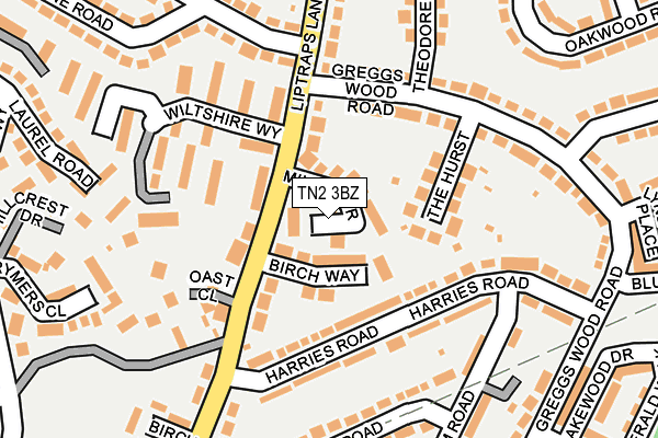 TN2 3BZ map - OS OpenMap – Local (Ordnance Survey)