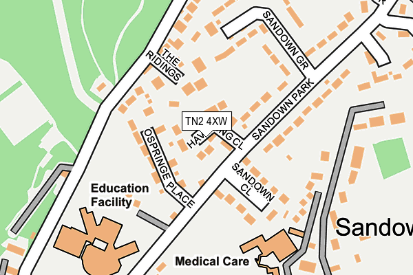 TN2 4XW map - OS OpenMap – Local (Ordnance Survey)