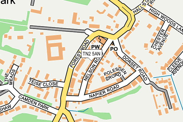 TN2 5AN map - OS OpenMap – Local (Ordnance Survey)