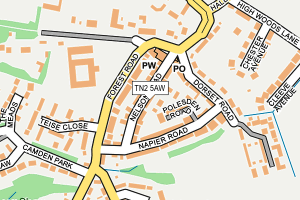 TN2 5AW map - OS OpenMap – Local (Ordnance Survey)