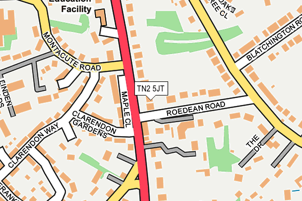 TN2 5JT map - OS OpenMap – Local (Ordnance Survey)
