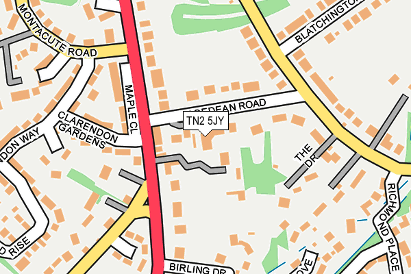 TN2 5JY map - OS OpenMap – Local (Ordnance Survey)