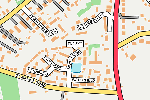 TN2 5XG map - OS OpenMap – Local (Ordnance Survey)