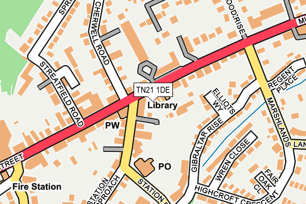 TN21 1DE map - OS OpenMap – Local (Ordnance Survey)