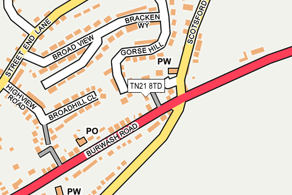 TN21 8TD map - OS OpenMap – Local (Ordnance Survey)