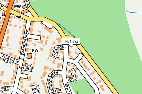 TN21 8YZ map - OS OpenMap – Local (Ordnance Survey)