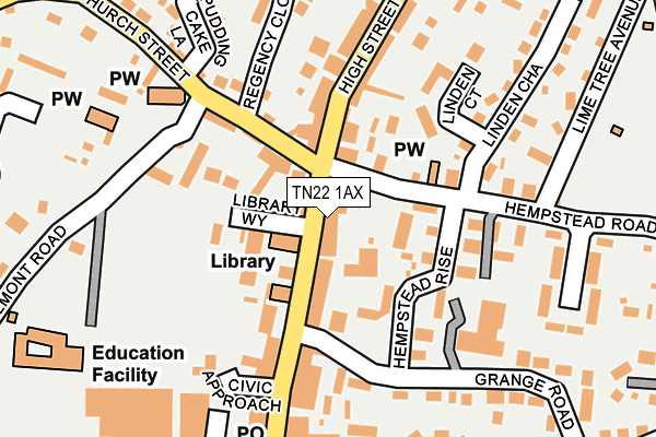 TN22 1AX map - OS OpenMap – Local (Ordnance Survey)