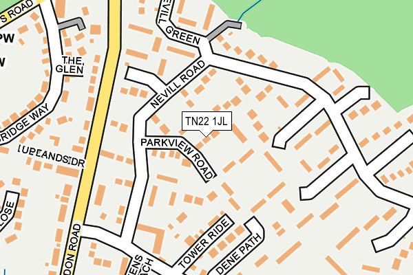 TN22 1JL map - OS OpenMap – Local (Ordnance Survey)