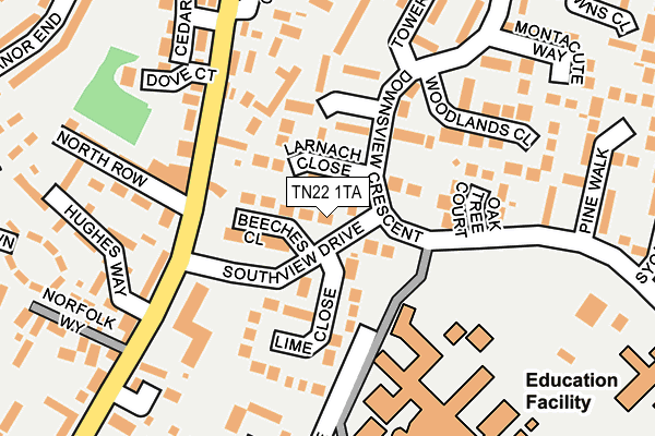 TN22 1TA map - OS OpenMap – Local (Ordnance Survey)