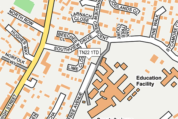 TN22 1TD map - OS OpenMap – Local (Ordnance Survey)
