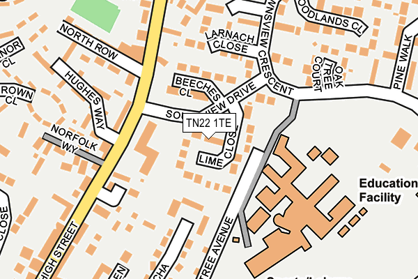 TN22 1TE map - OS OpenMap – Local (Ordnance Survey)