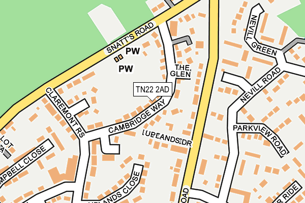 TN22 2AD map - OS OpenMap – Local (Ordnance Survey)