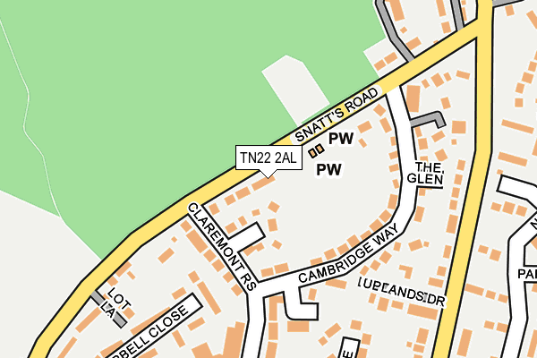 TN22 2AL map - OS OpenMap – Local (Ordnance Survey)