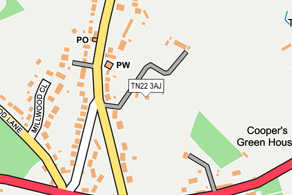 TN22 3AJ map - OS OpenMap – Local (Ordnance Survey)