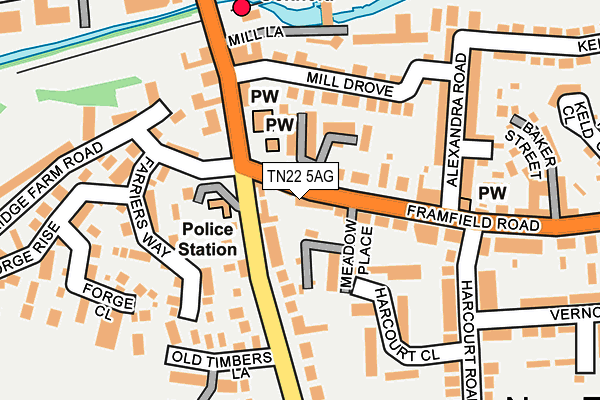 TN22 5AG map - OS OpenMap – Local (Ordnance Survey)