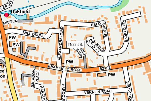 TN22 5BJ map - OS OpenMap – Local (Ordnance Survey)