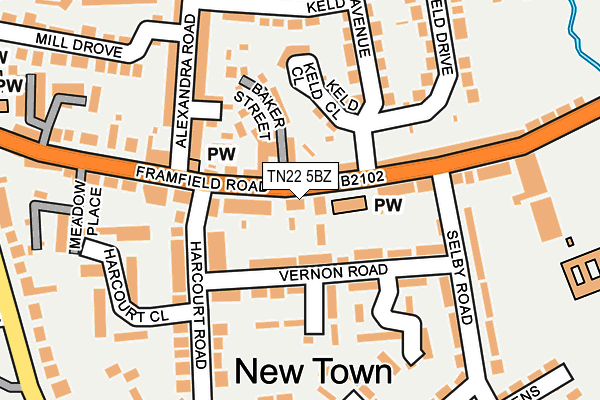 TN22 5BZ map - OS OpenMap – Local (Ordnance Survey)