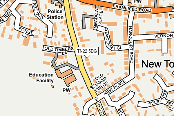 TN22 5DG map - OS OpenMap – Local (Ordnance Survey)