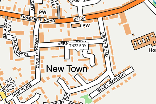 TN22 5DY map - OS OpenMap – Local (Ordnance Survey)