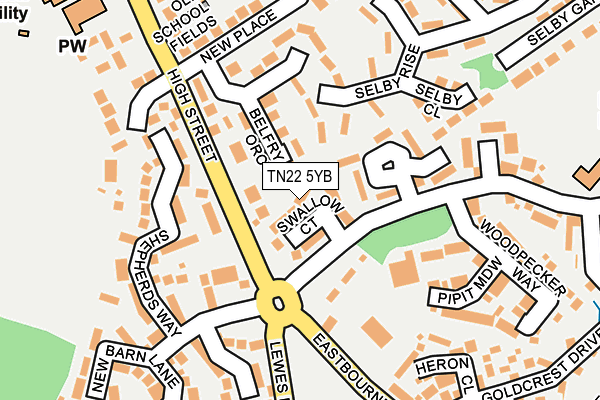 TN22 5YB map - OS OpenMap – Local (Ordnance Survey)