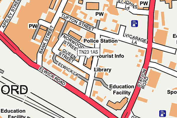 TN23 1AS map - OS OpenMap – Local (Ordnance Survey)