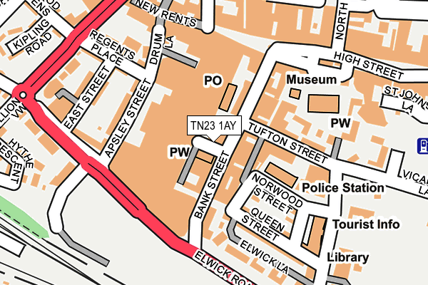 TN23 1AY map - OS OpenMap – Local (Ordnance Survey)