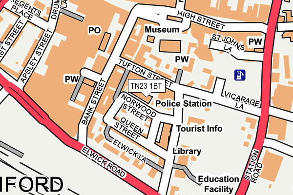 TN23 1BT map - OS OpenMap – Local (Ordnance Survey)