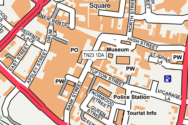 TN23 1DA map - OS OpenMap – Local (Ordnance Survey)