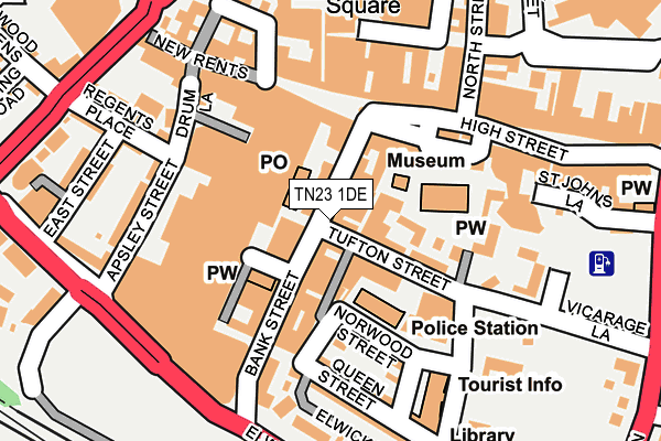 TN23 1DE map - OS OpenMap – Local (Ordnance Survey)