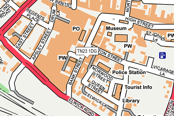 TN23 1DG map - OS OpenMap – Local (Ordnance Survey)