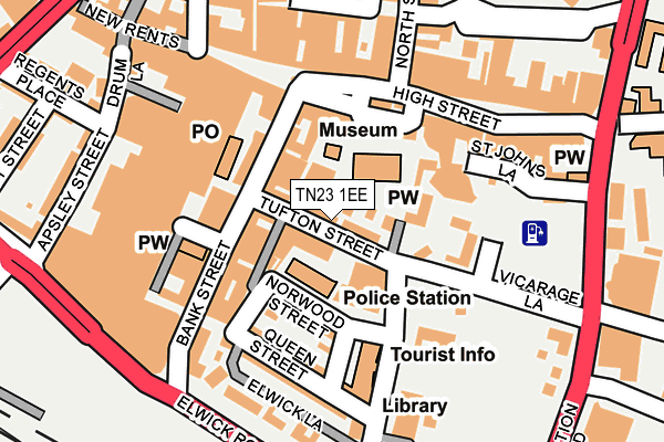 TN23 1EE map - OS OpenMap – Local (Ordnance Survey)