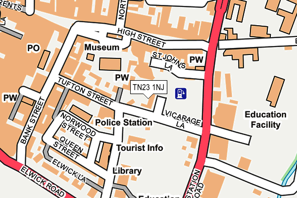 TN23 1NJ map - OS OpenMap – Local (Ordnance Survey)