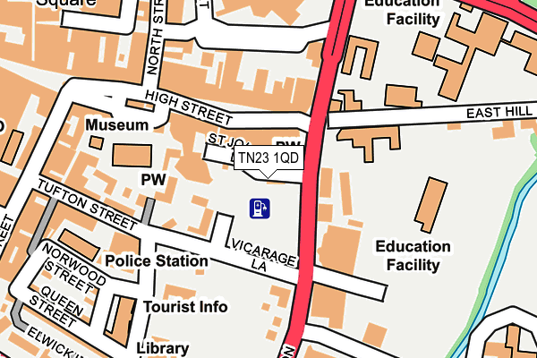 TN23 1QD map - OS OpenMap – Local (Ordnance Survey)