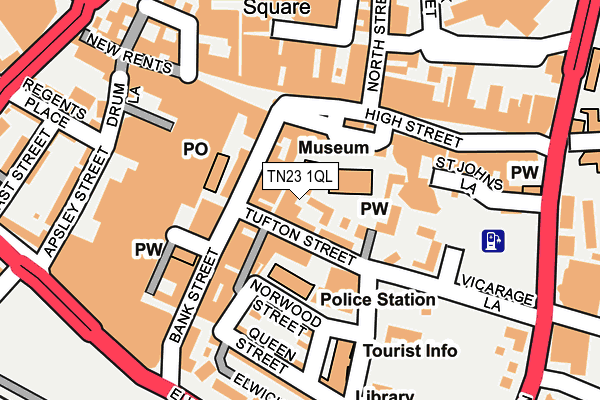 TN23 1QL map - OS OpenMap – Local (Ordnance Survey)