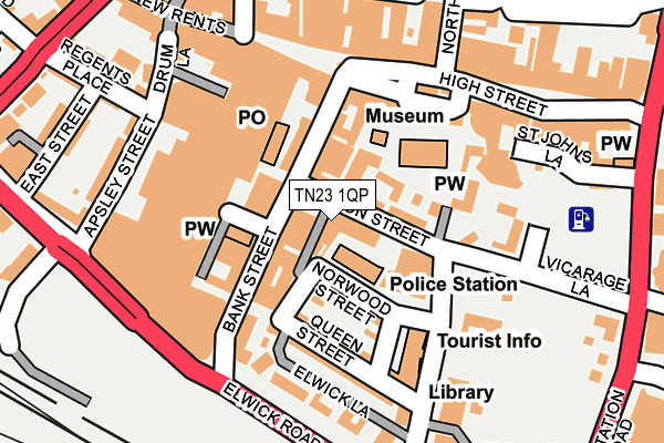 TN23 1QP map - OS OpenMap – Local (Ordnance Survey)