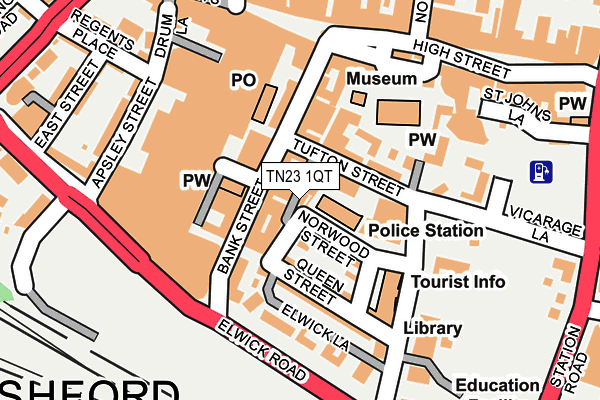 TN23 1QT map - OS OpenMap – Local (Ordnance Survey)