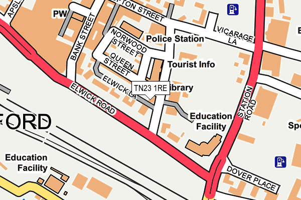 TN23 1RE map - OS OpenMap – Local (Ordnance Survey)
